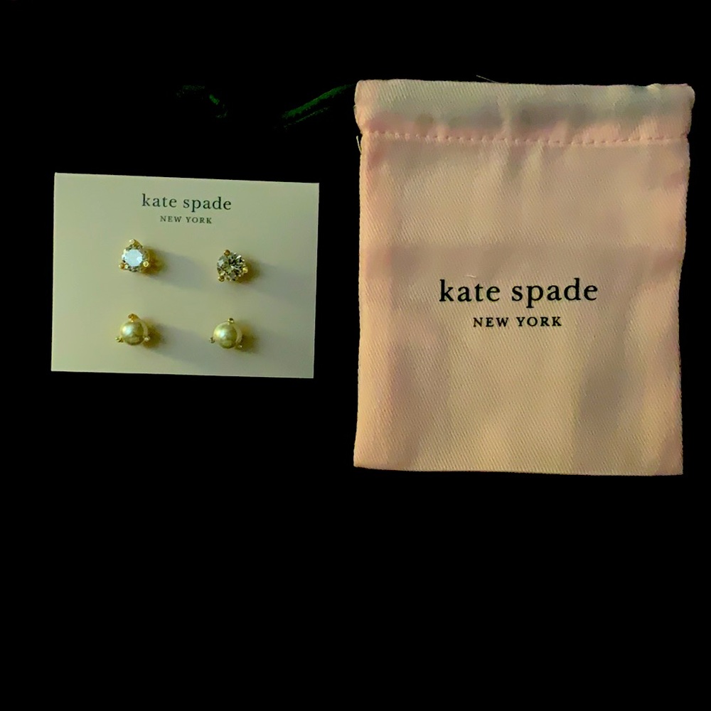 Kate Spade gum drop faux pearl and rhinestone earrings. NWT and pouch